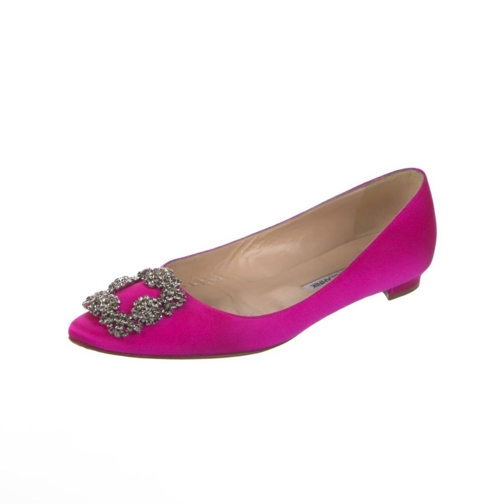 Manolo Blahnik pink Satin ballet Flats with embellishments - Picture 5 of 5